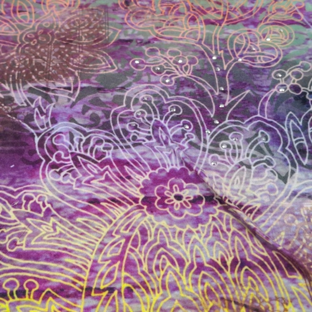 XL vintage graphic print Purple pattern fabric T-shirt gothic floral appropriate - Picture 5 of 13